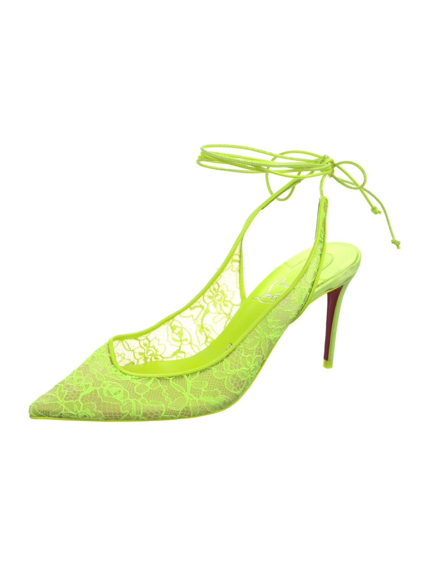Christian Louboutin Lace Lace Pattern Slingback Pumps