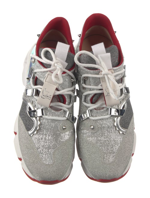 Christian Louboutin Spike Accents Glitter Sneakers