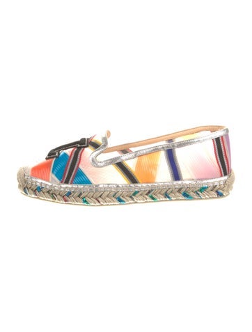 Christian Louboutin Flats Colorblock Pattern Glitter Accents Espadrilles Us5, It35 | 5