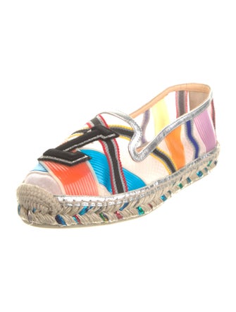 Christian Louboutin Colorblock Pattern Glitter Accents Espadrilles