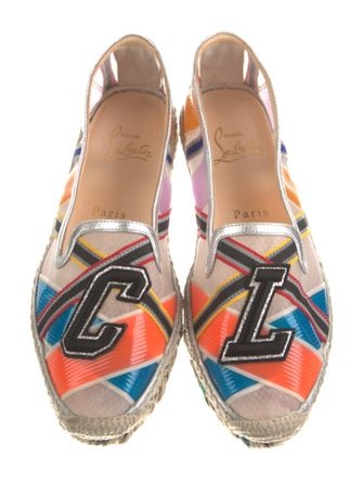Christian Louboutin Colorblock Pattern Glitter Accents Espadrilles