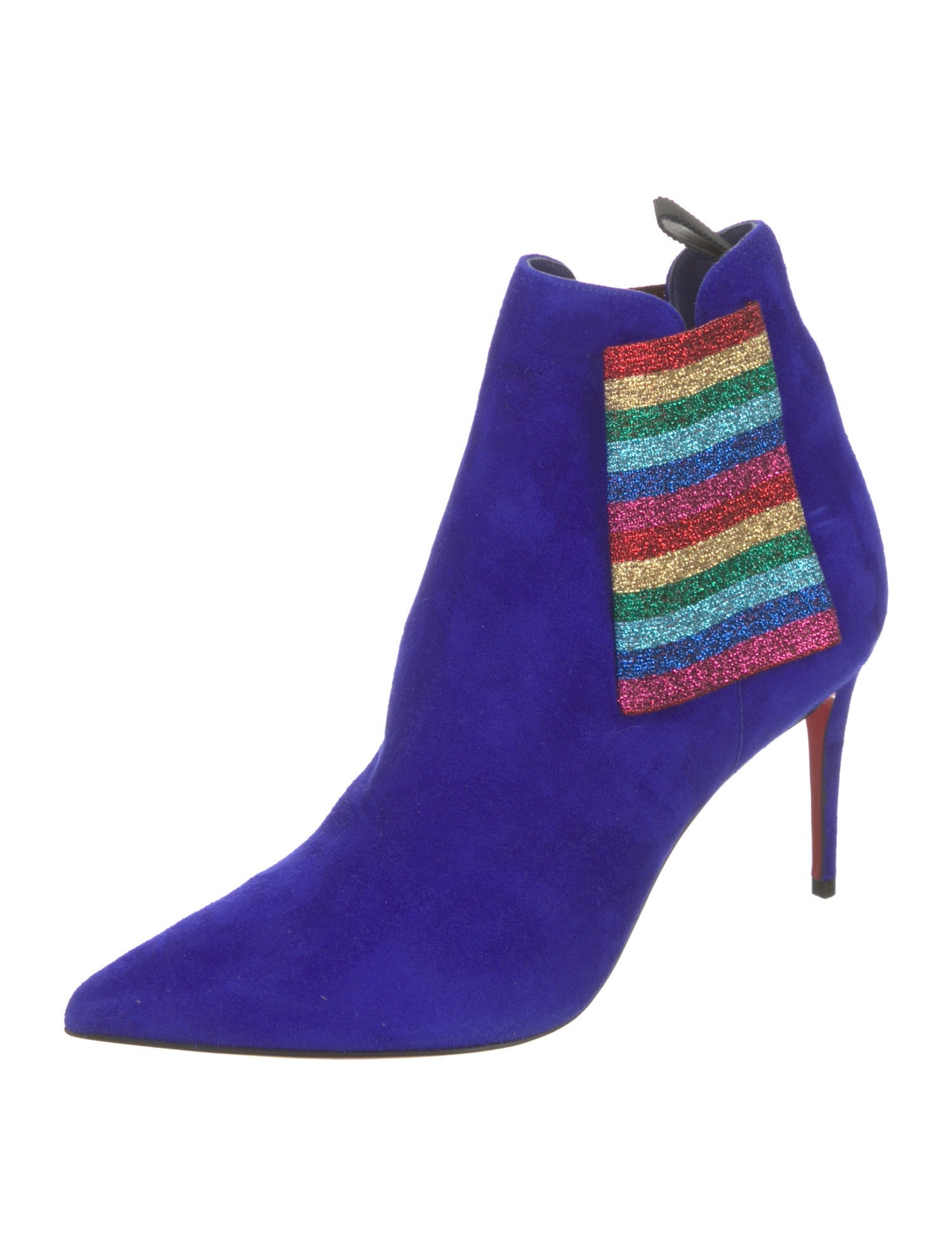Christian Louboutin Suede Colorblock Pattern Sock Boots