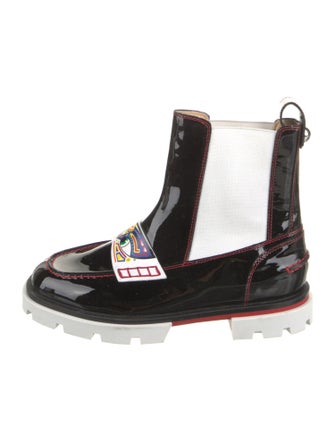 Christian Louboutin Patent Leather Printed Chelsea Boots