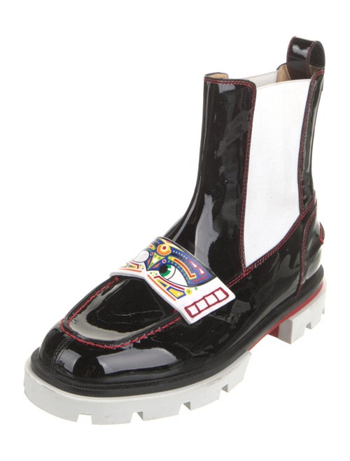 Christian Louboutin Patent Leather Printed Chelsea Boots