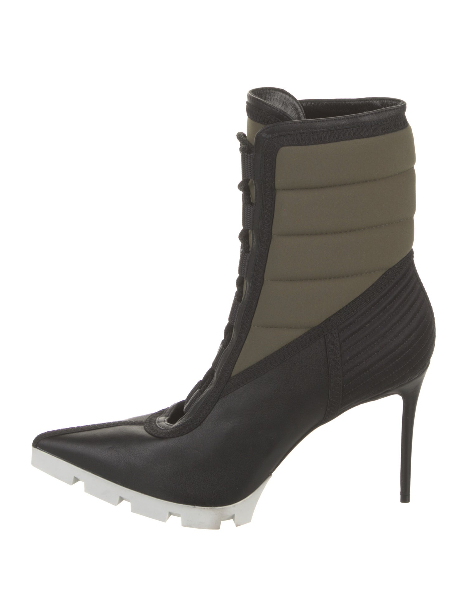 Christian Louboutin Leather Colorblock Pattern Lace-Up Boots