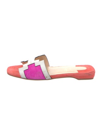 Christian Louboutin Leather Colorblock Pattern Slides