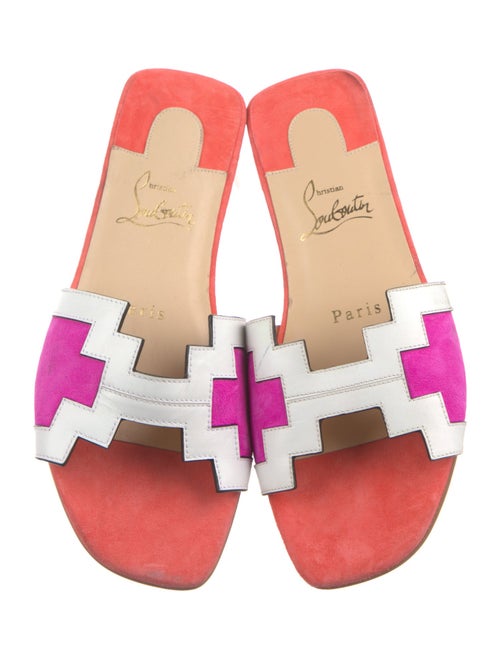 Christian Louboutin Leather Colorblock Pattern Slides