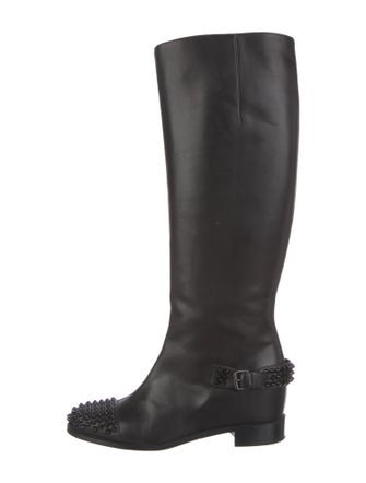 Christian Louboutin Spike Accents Leather Riding Boots