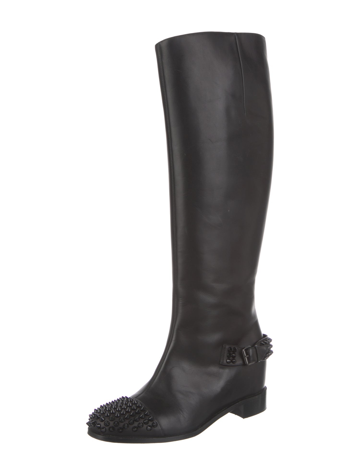 Christian Louboutin Spike Accents Leather Riding Boots