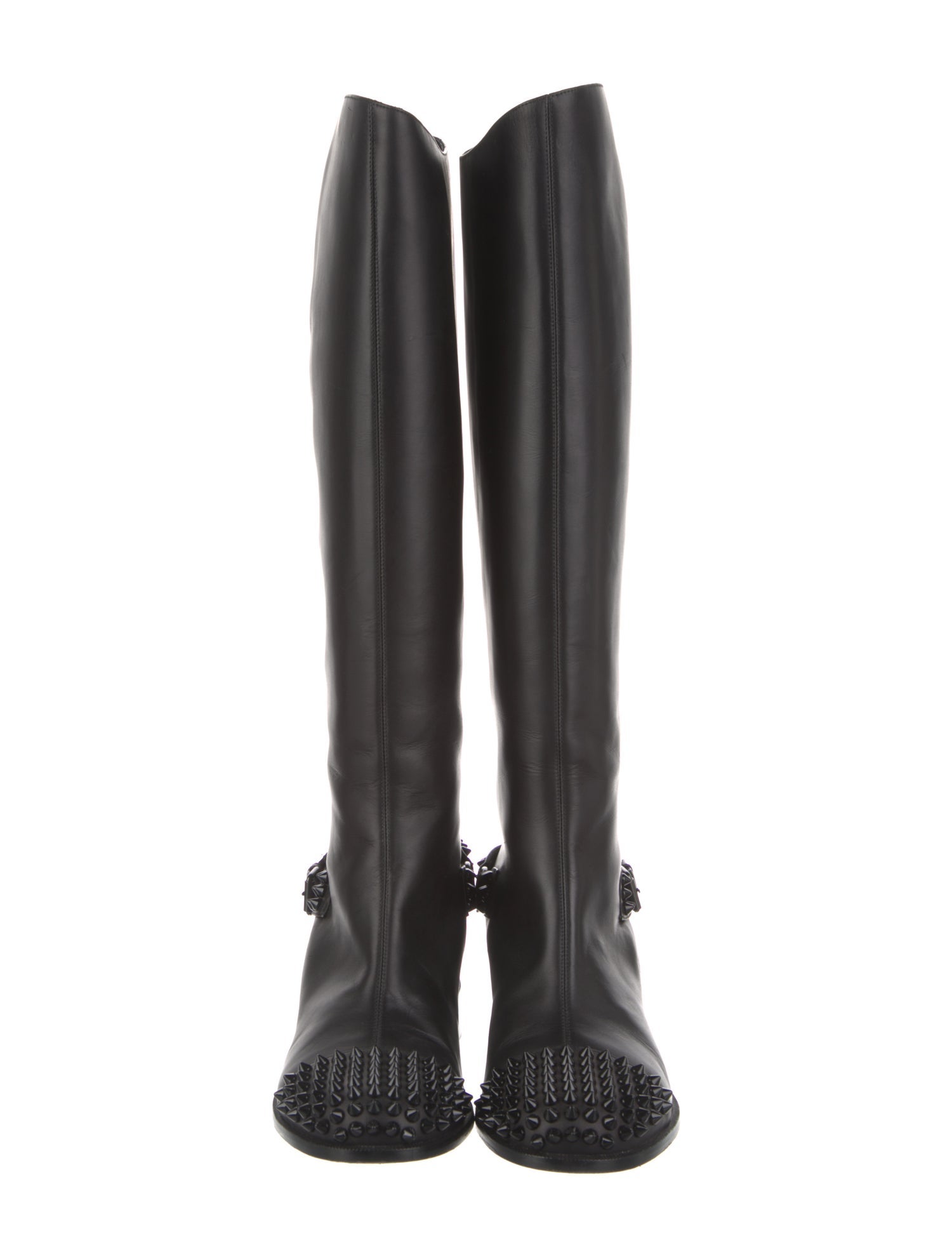 Christian Louboutin Spike Accents Leather Riding Boots
