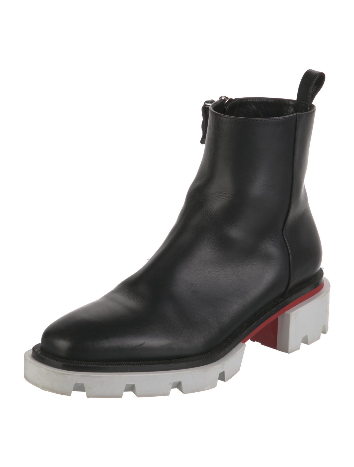 Christian Louboutin Spike Accents Leather Combat Boots