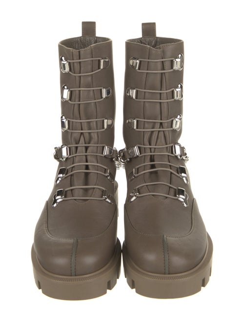 Christian Louboutin Leather Chain-Link Accents Combat Boots