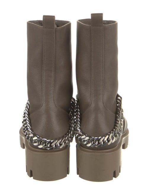 Christian Louboutin Leather Chain-Link Accents Combat Boots