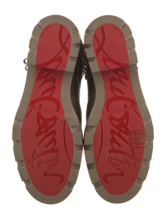 Christian Louboutin Leather Chain-Link Accents Combat Boots