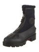 Christian Louboutin Suede Fur Trim Combat Boots