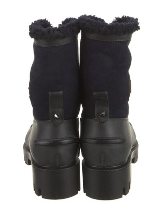 Christian Louboutin Suede Fur Trim Combat Boots