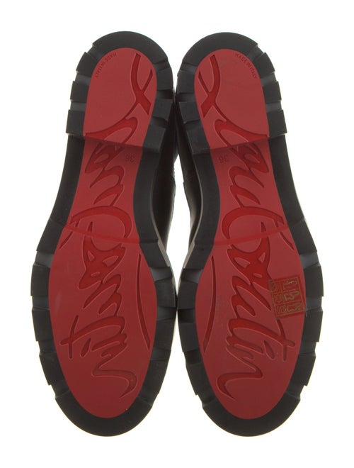 Christian Louboutin Suede Fur Trim Combat Boots