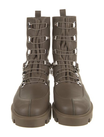 Christian Louboutin Leather Chain-Link Accents Combat Boots