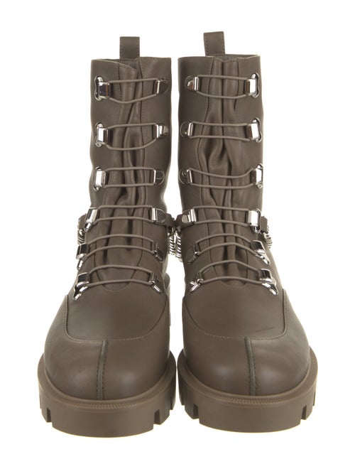 Christian Louboutin Leather Chain-Link Accents Combat Boots