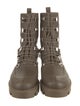 Christian Louboutin Leather Chain-Link Accents Combat Boots