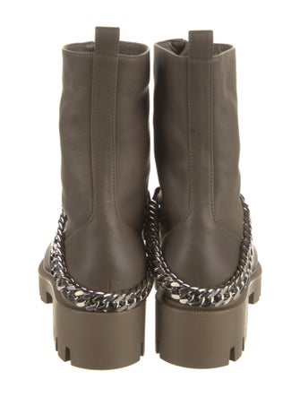 Christian Louboutin Leather Chain-Link Accents Combat Boots