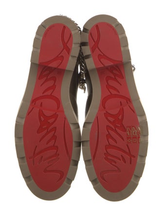 Christian Louboutin Leather Chain-Link Accents Combat Boots