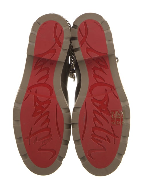 Christian Louboutin Leather Chain-Link Accents Combat Boots