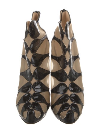 Christian Louboutin Patent Leather Mesh Accents Boots