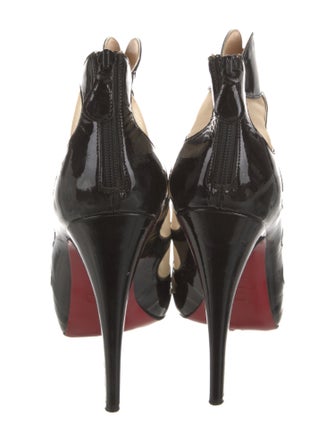 Christian Louboutin Patent Leather Mesh Accents Boots