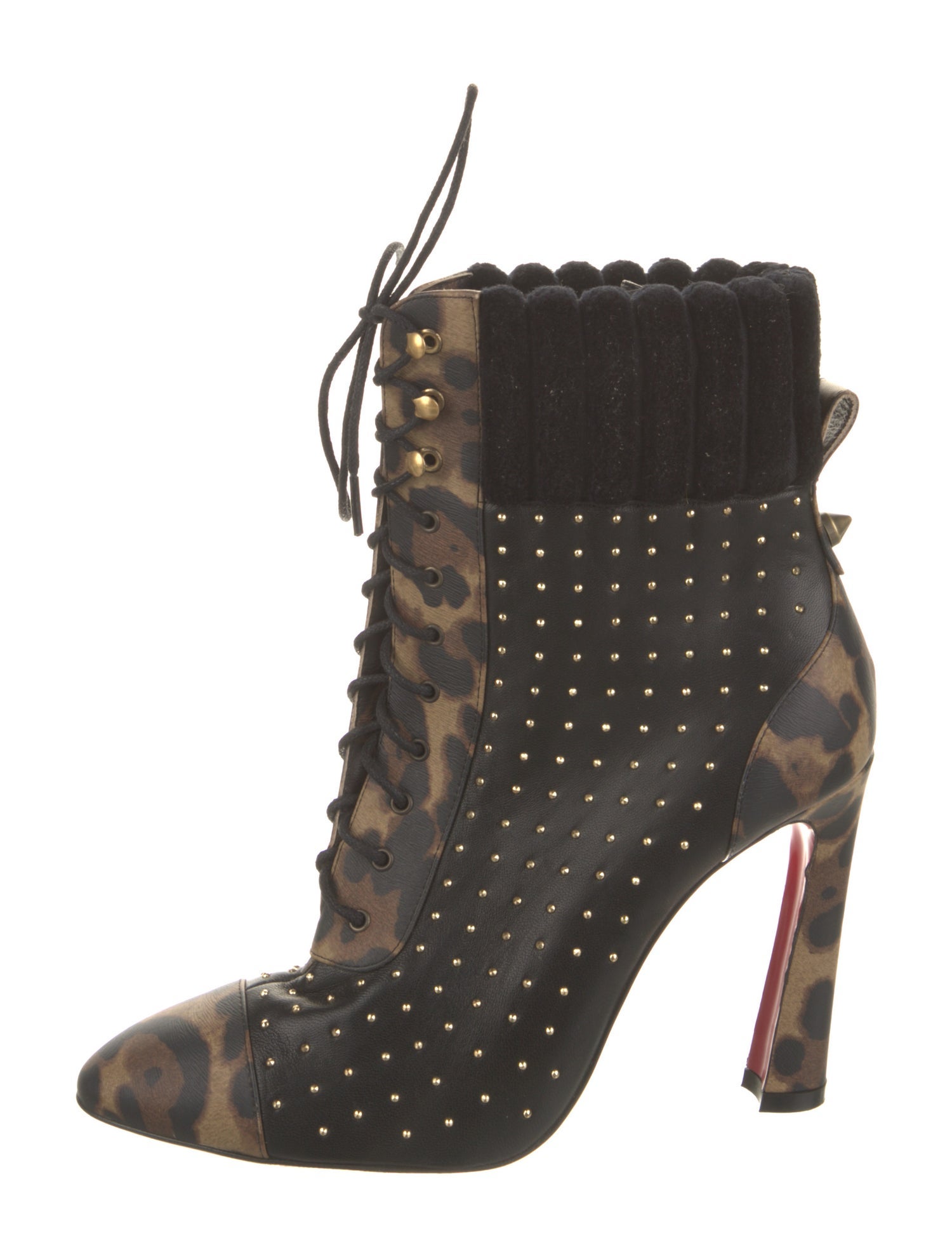 Christian Louboutin Leather Animal Print Lace-Up Boots
