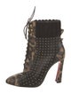 Christian Louboutin Leather Animal Print Lace-Up Boots