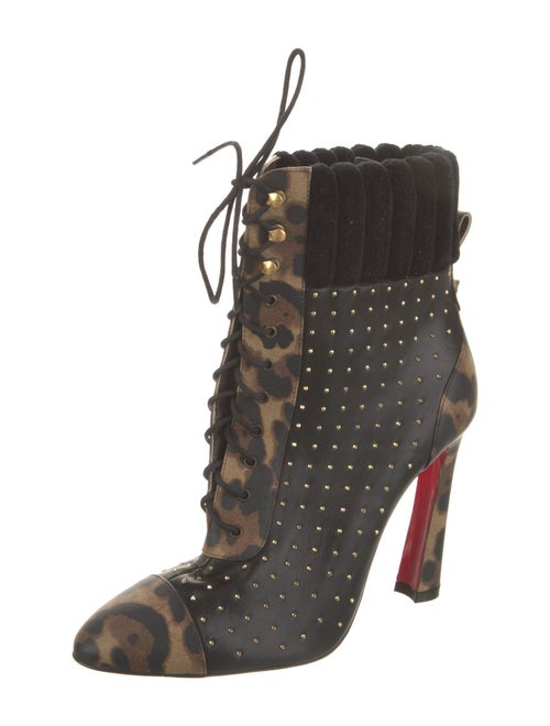 Christian Louboutin Leather Animal Print Lace-Up Boots