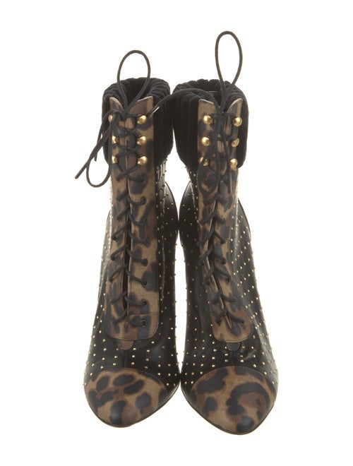 Christian Louboutin Leather Animal Print Lace-Up Boots