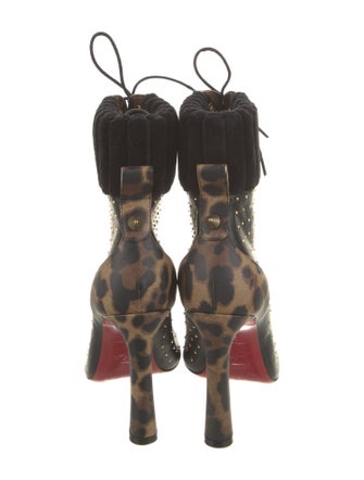 Christian Louboutin Leather Animal Print Lace-Up Boots