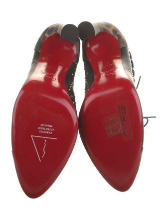 Christian Louboutin Leather Animal Print Lace-Up Boots