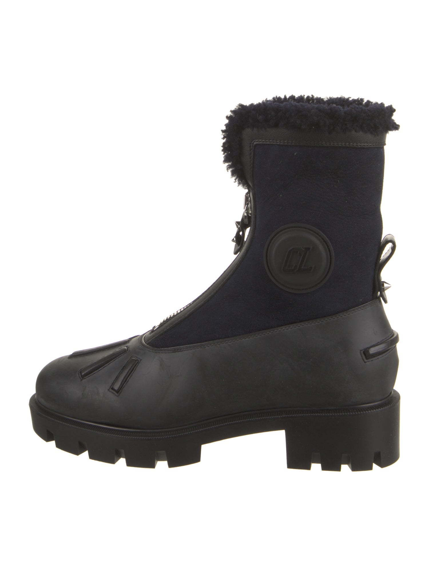 Christian Louboutin Spike Accents Nubuck Combat Boots