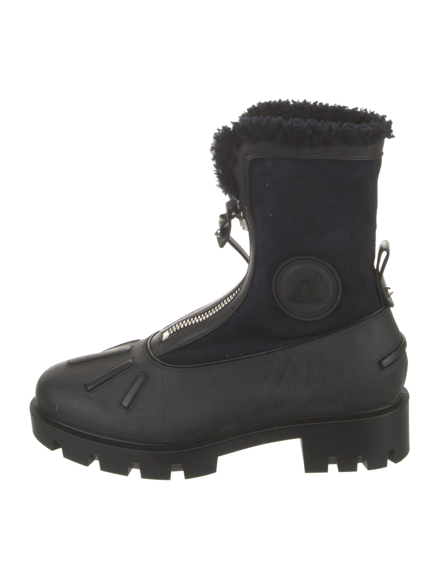 Christian Louboutin Spike Accents Nubuck Combat Boots