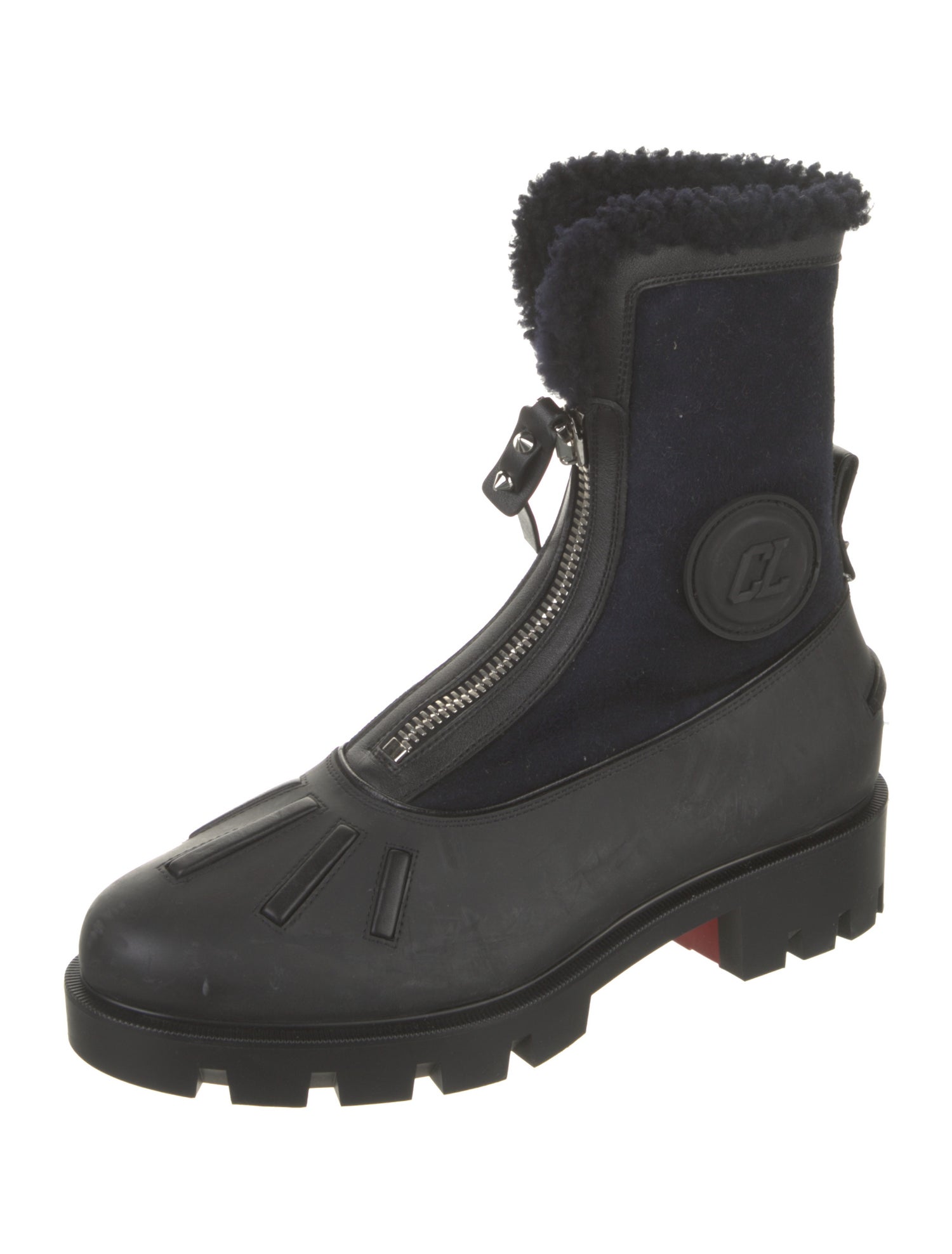 Christian Louboutin Spike Accents Nubuck Combat Boots