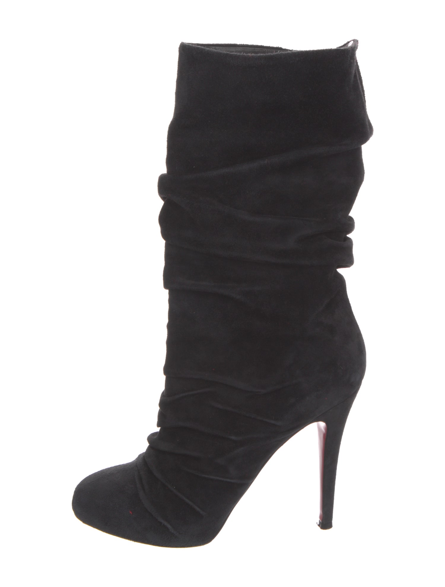 Christian Louboutin Suede Pleated Accents Slouch Boots