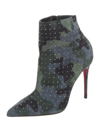 Christian Louboutin Suede Camouflage Print Boots