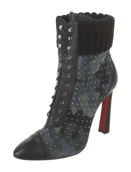 Christian Louboutin Suede Camouflage Print Lace-Up Boots