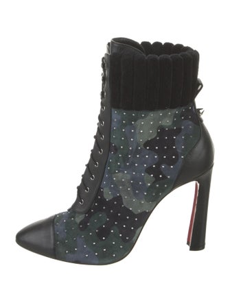 Christian Louboutin Suede Camouflage Print Lace-Up Boots