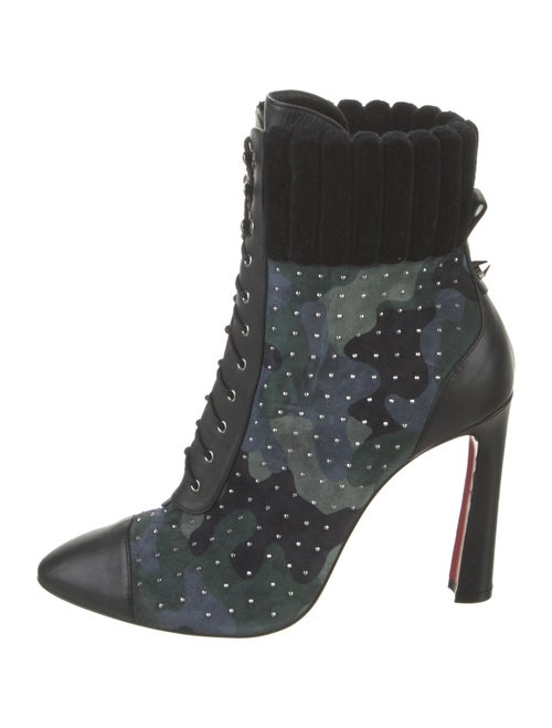 Christian Louboutin Suede Camouflage Print Lace-Up Boots
