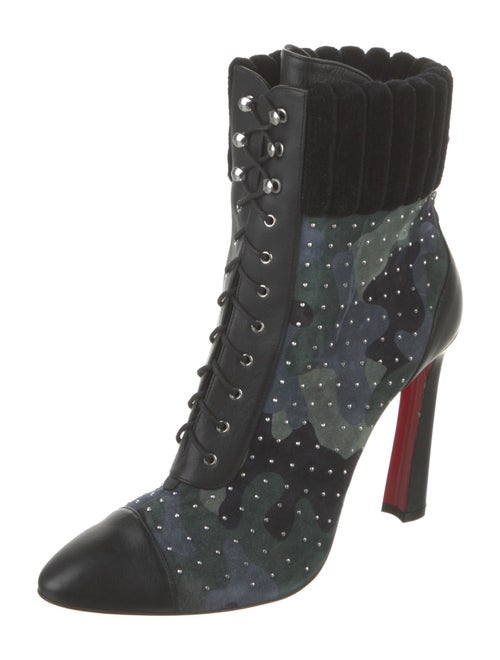 Christian Louboutin Suede Camouflage Print Lace-Up Boots