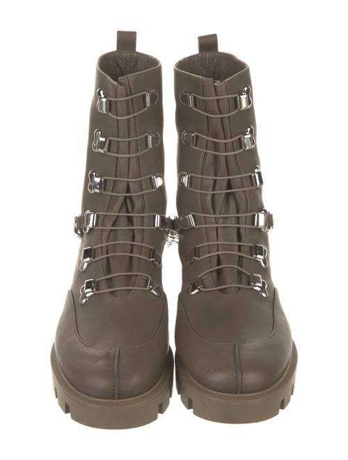 Christian Louboutin Leather Chain-Link Accents Combat Boots