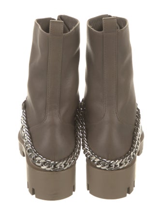 Christian Louboutin Leather Chain-Link Accents Combat Boots