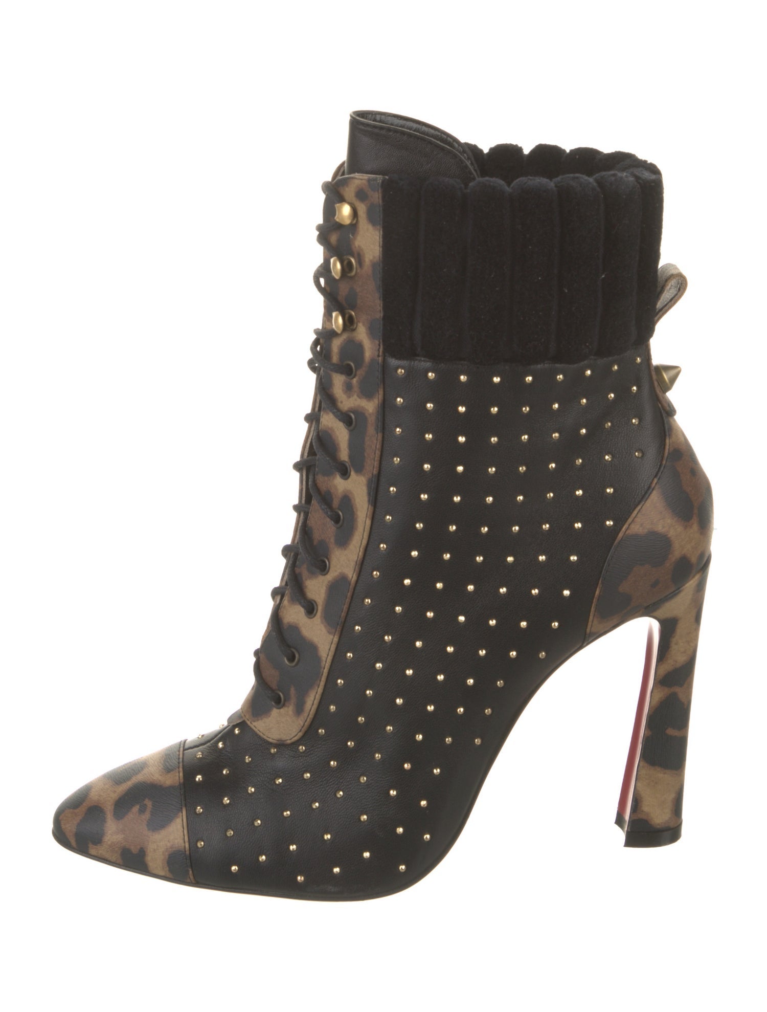 Christian Louboutin Leather Animal Print Lace-Up Boots