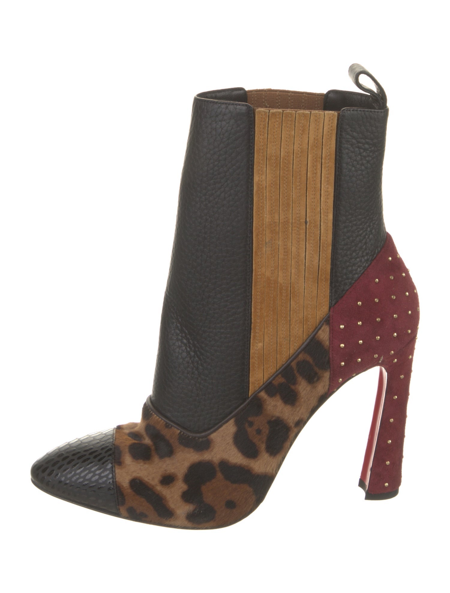 Christian Louboutin Leather Animal Print Chelsea Boots