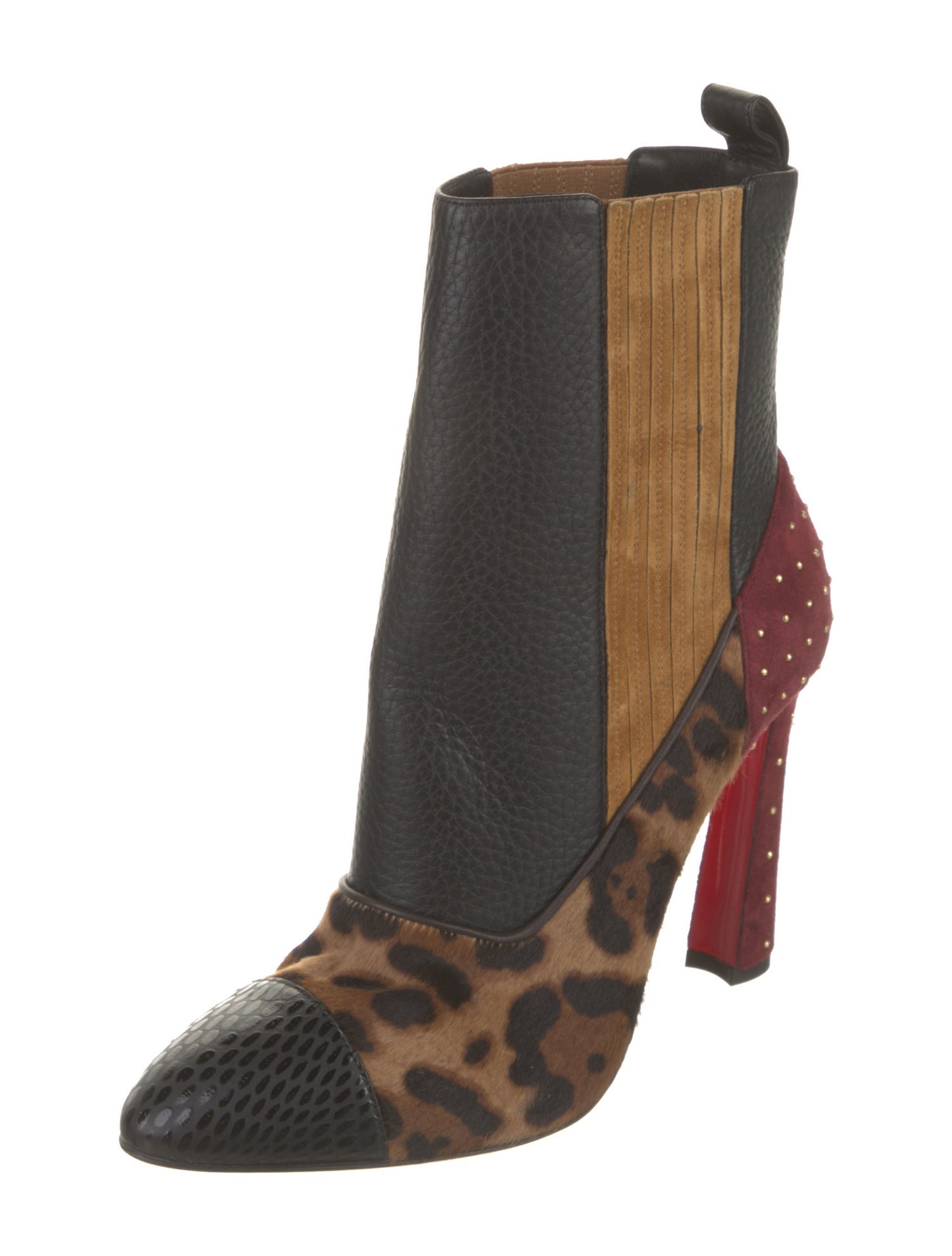 Christian Louboutin Leather Animal Print Chelsea Boots