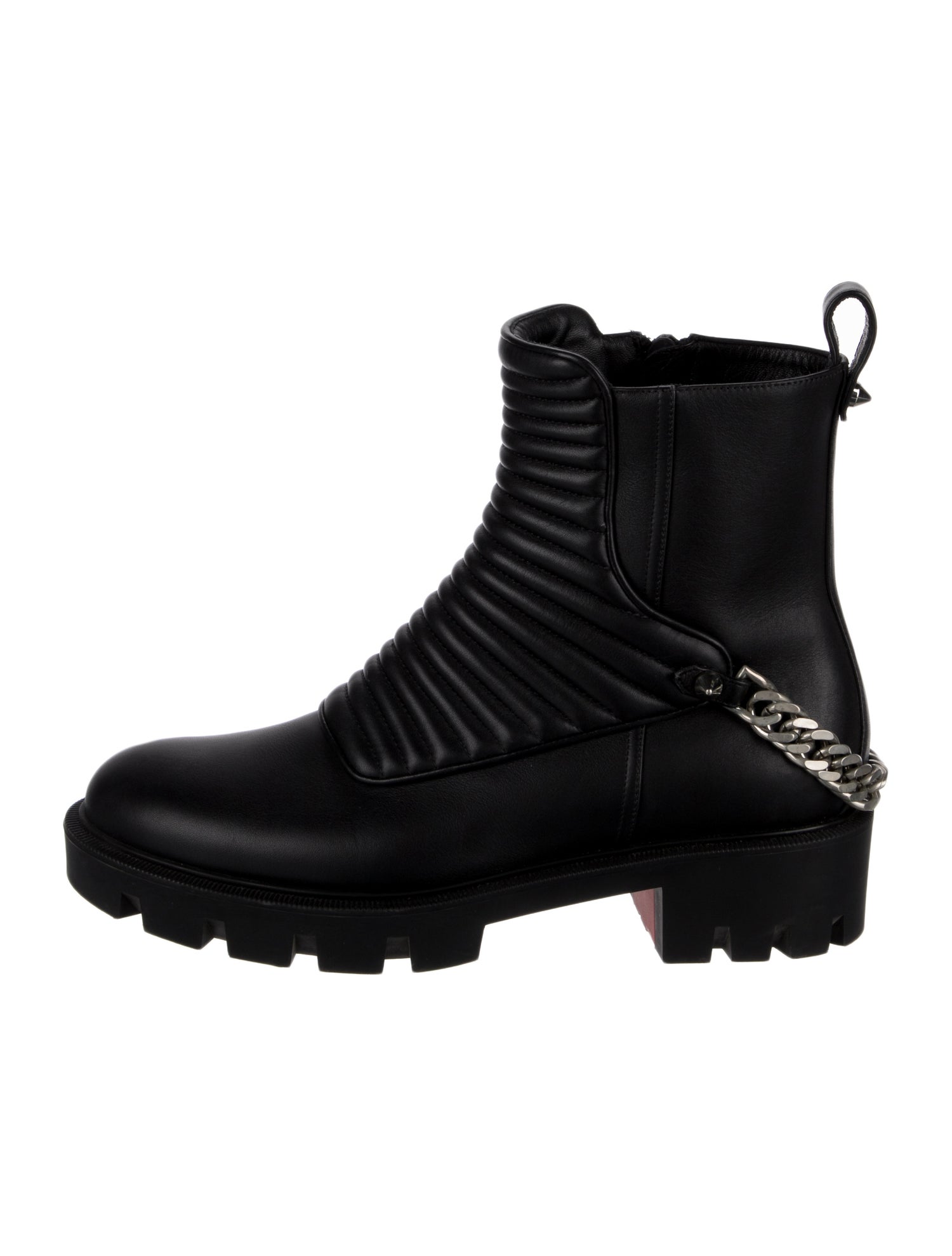 Christian Louboutin Spike Accents Leather Combat Boots